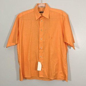 NEW Vintage Burberry Orange Linen Cotton Shirt